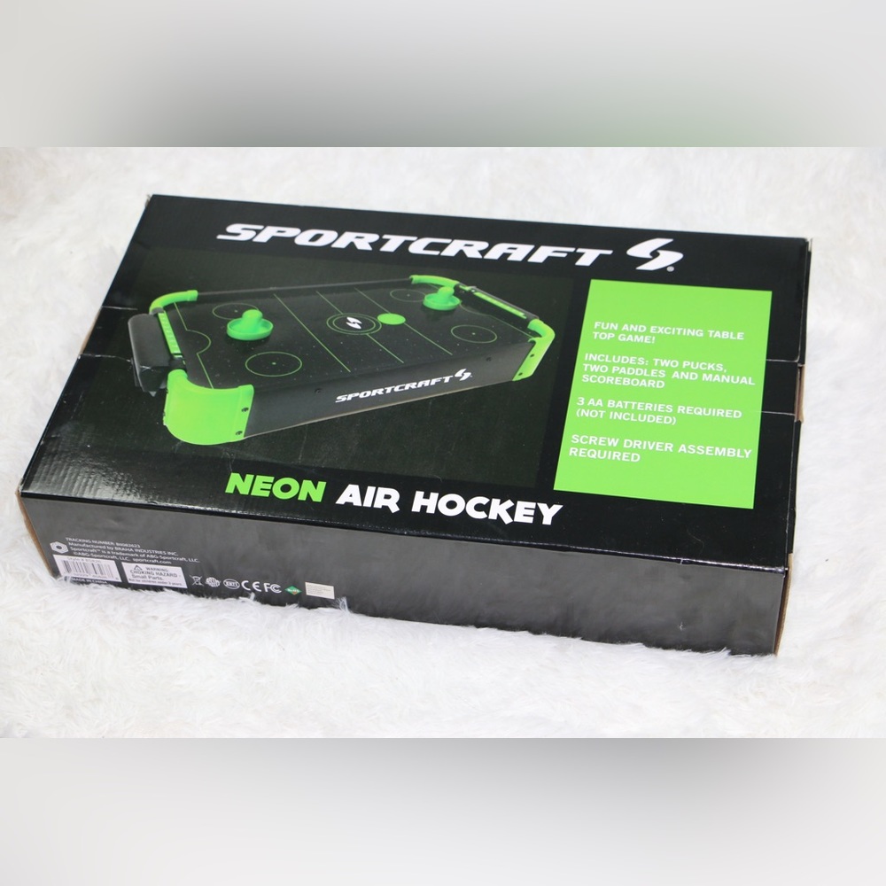 Sportcraft Neon Air Hockey Table Top Game 22” Mini Air Hockey w/ Paddles New